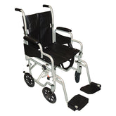 drive Poly-Fly High Strength Lightweight Wheelchair / Flyweight Transport Chair, Black with Silver Finish
